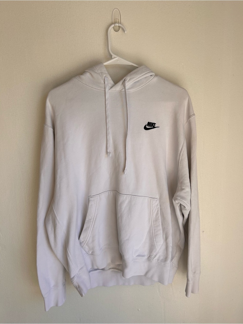 Nike White Hoodie with Black Swoosh Logo